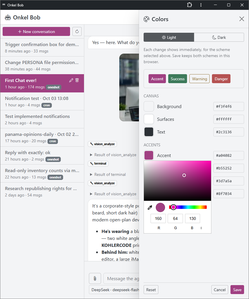 Light theme with the color picker open
